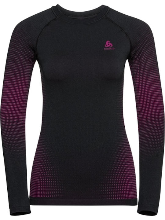 Odlo Performance Warm Eco Frauen Thermounterwäsche Langärmliges Hemd Fuchsia - Schwarz