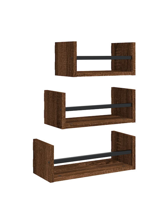 Shelves Wall Brown 3pcs 40x16x14cm