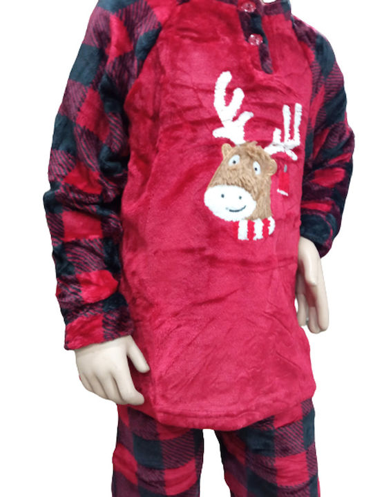 Join Kinder Schlafanzug Winterlich Fleece Rot