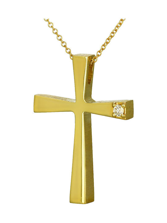 Triantos Damen Gold Kreuz 14K mit Kette