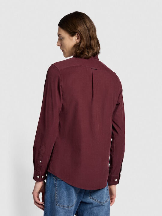 Farah Herrenhemd Langärmelig Cord Bordeaux