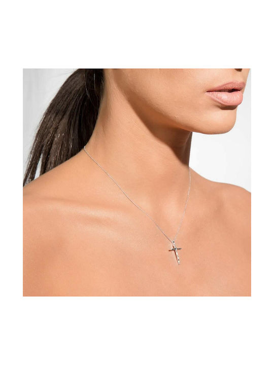 Eforo Women's White Gold Cross 14K with Chain