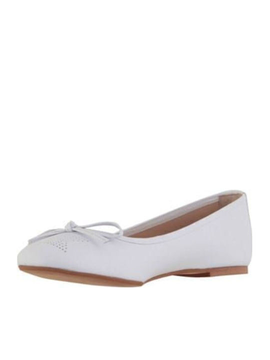Lederne Damen Ballerinas in Weiß Farbe