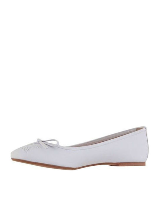 Lederne Damen Ballerinas in Weiß Farbe