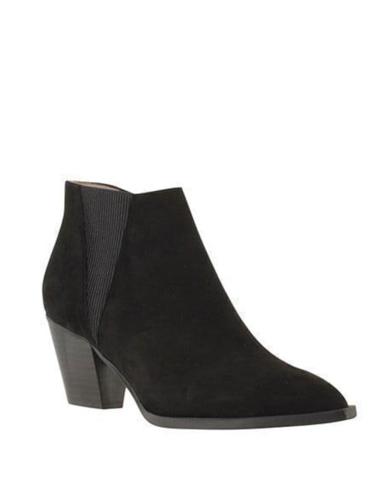 Leather Women's Ankle Boots with Medium Heel Black