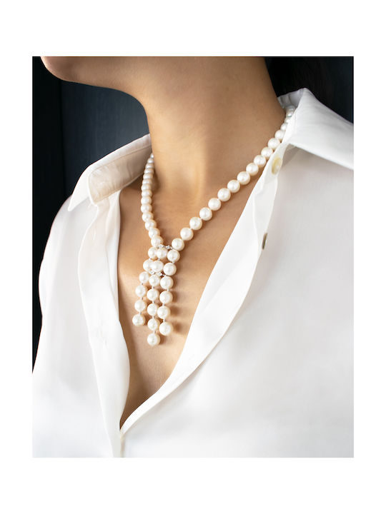 Margaritari Necklace from White Gold 18k with Pearls