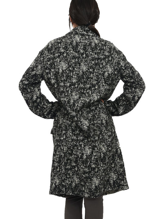 Dondup Women's Midi Coat with Buttons Black