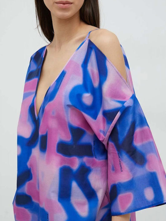 Karl Lagerfeld Feminin Caftan de Plajă BLUE/FUCHSIA