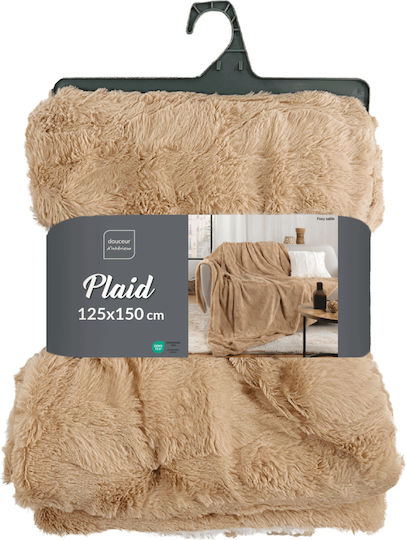 L-c Foxy Pelzige Decke Für Couch 125x150cm Sable