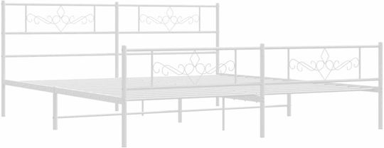 Pat King Size Metalic Alb Cu Plăci Pentru Saltea 183x213cm