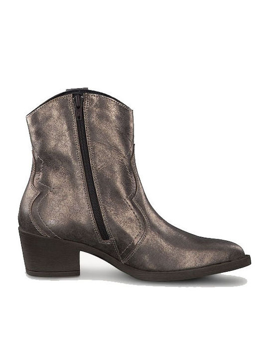 Leather Women's Cowboy Boots with High Heel Copper