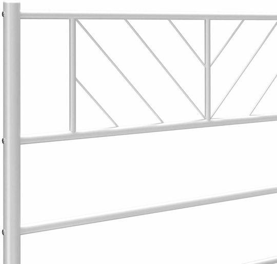 Pat King Size Metalic Alb Cu Plăci Pentru Saltea 183x213cm