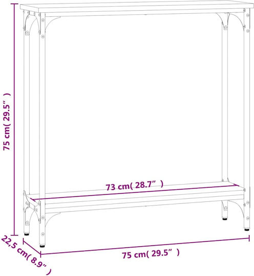 Console Table Wood & Metal Sonoma Δρυς L75xW22.5xH75cm
