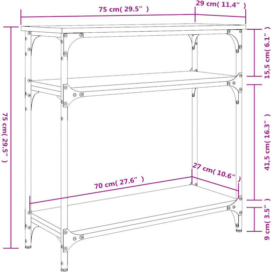 Konsole Sonoma Δρυς L75xB29xH75cm