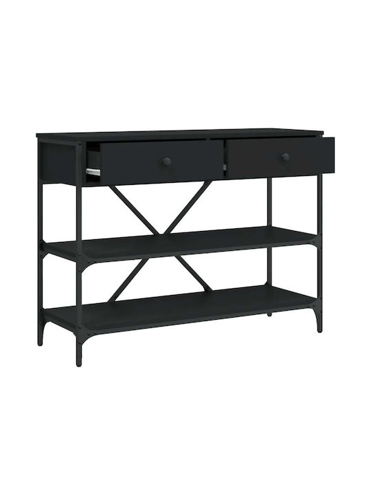 Console Table Wood & Metal Black Velvet-Black Metal L100xW34.5xH75cm