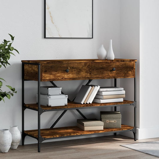 Console Table Wood & Metal Καπνιστή Δρυς L100xW34.5xH75cm