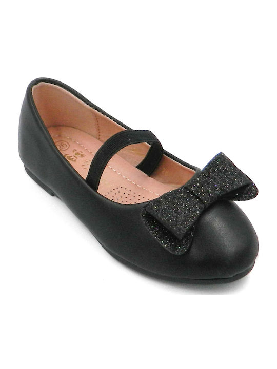 Παιδικές Μπαλαρίνες mit elastischem Gurt Leder Schwarz