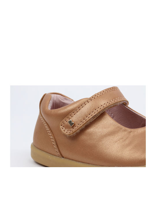 Balerini copii with Hoop & Loop Closure Leather Brown