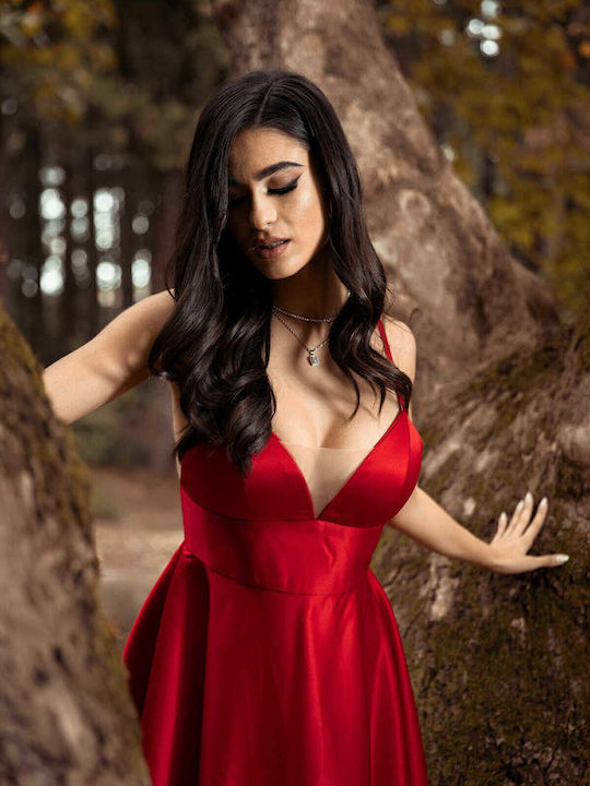 RichgirlBoudoir Midi Abendkleid Slip Dress Satin Rot