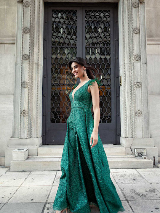 RichgirlBoudoir Maxi Evening Dress with Sheer Green