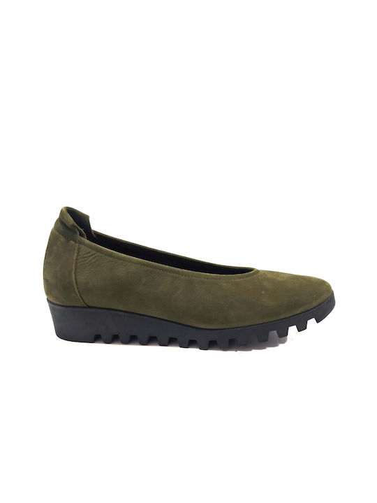 Arche Lomiss Wildleder Damen Ballerinas in Khaki Farbe