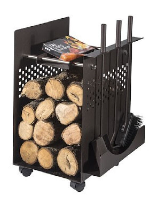 Viometal Μεταλλικό Τρόλεϊ Μεταφοράς Ξύλων 62x40x37cm Μαύρο