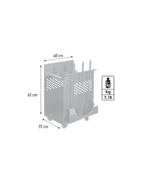 Viometal Металик Дървени Товарни Колички 62x40x37см Черен