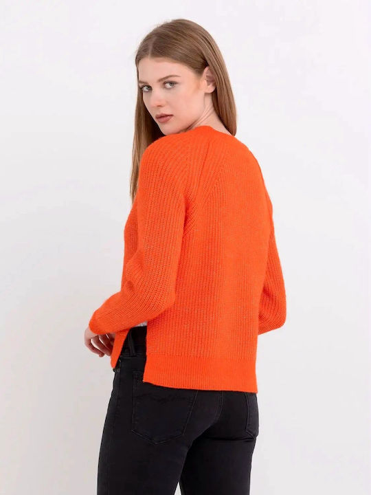 Replay Damen Langarm Pullover Wolle orange