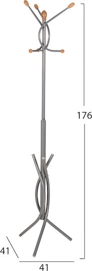 Freebox Freistehender Kleiderständer Metallisch Silber 41x41x176cm