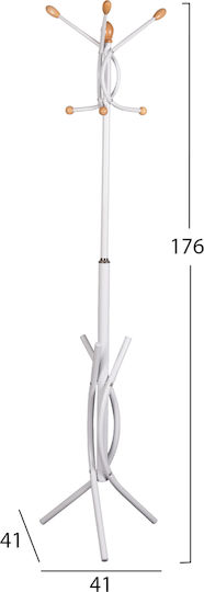 Freebox Metallic Coat Rack White 41x41x176cm