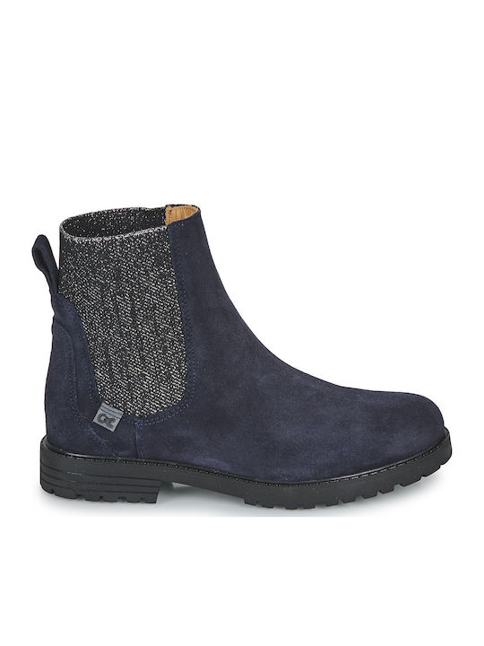 Leather Kids Boots Navy Blue