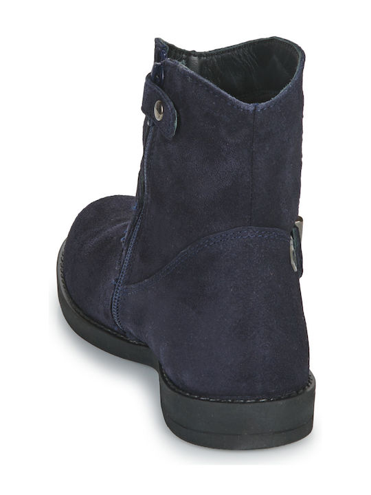 Leather Kids Boots Navy Blue