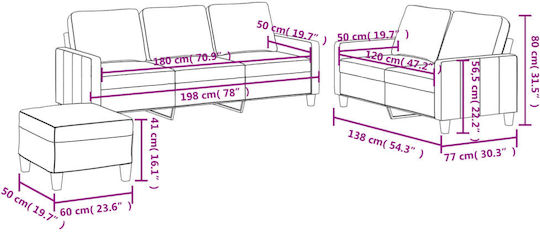 Living Room Furniture Set 3-Seater & 2-Seater & Stool Red