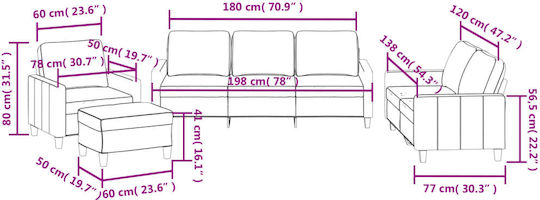 Living Room Furniture Set 3-Seater & 2-Seater & Armchair & Stool Red