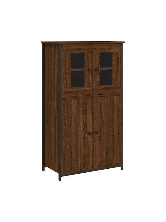 Floor-standing Living Room Display Cabinet made of Particleboard with Glass Brown Oak 62x32x106.5cm