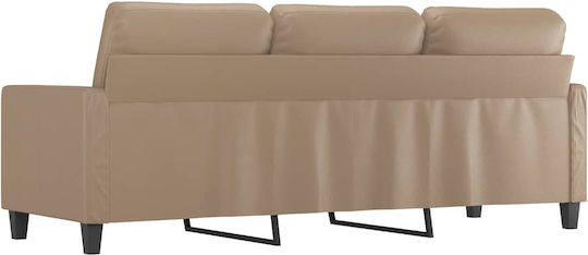 Canapea Cu Trei Locuri Din Piele Ecologică Culoare Capucino 198x77x80 cm