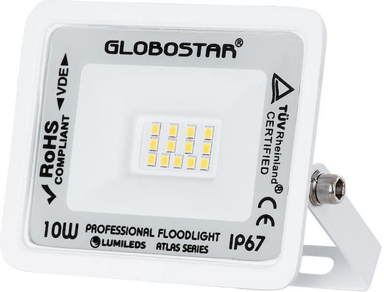 GloboStar Atlas Wasserdicht LED Flutlicht 10W Natürliches Weiß 4500K IP67