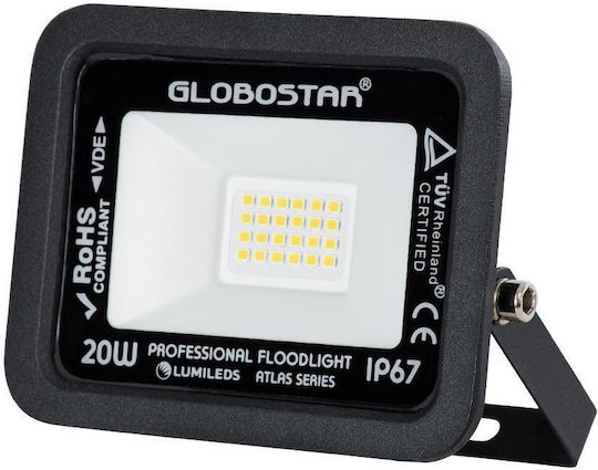 GloboStar Atlas Waterproof LED Floodlight 20W Natural White 4500K IP67