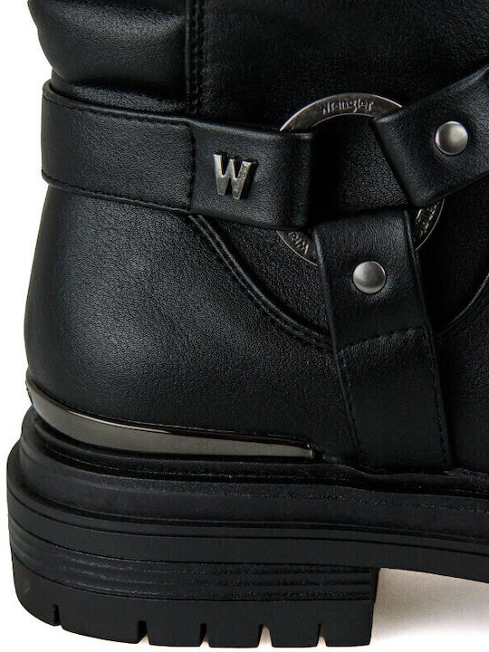 Courtney Moto Women's Ankle Boots with Medium Heel Black