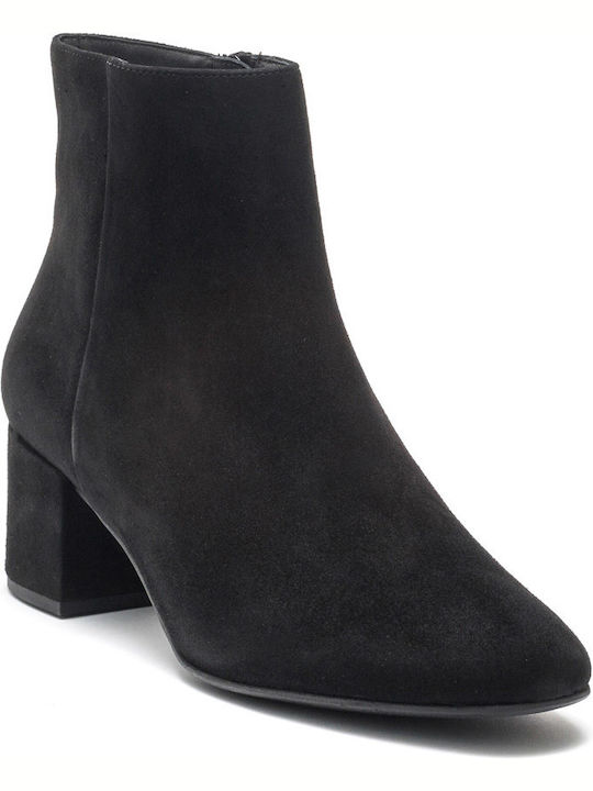 Perlamoda Suede Women's Ankle Boots with Medium Heel Black