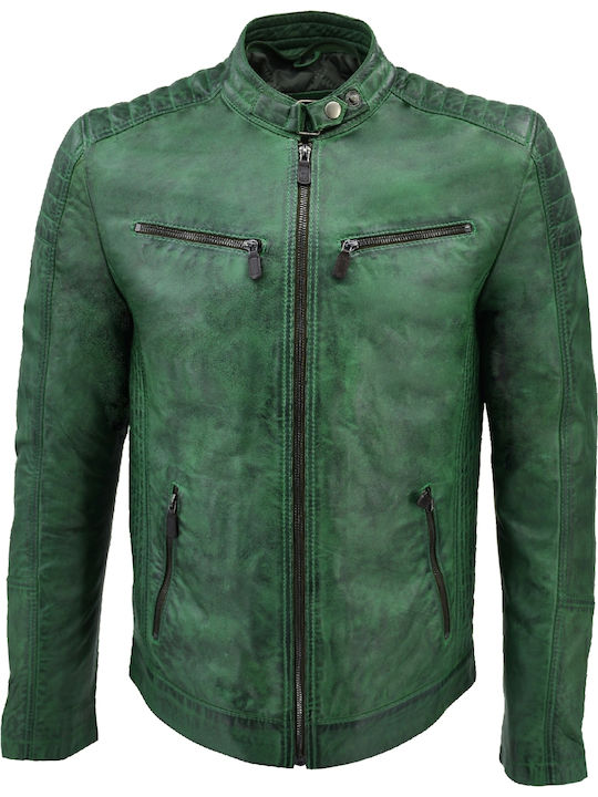 Δερμάτινα 100 Men's Winter Leather Jacket Green.