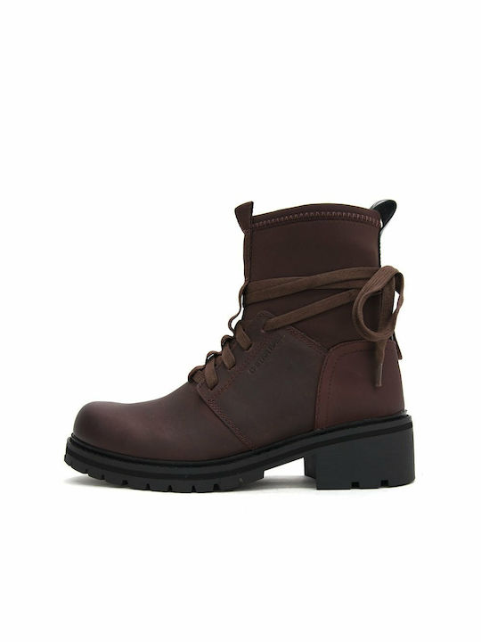 G-Star Raw Leather Women's Ankle Boots Burgundy