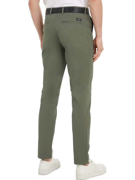 Calvin Klein Men's Trousers Chino in Slim Fit Green.