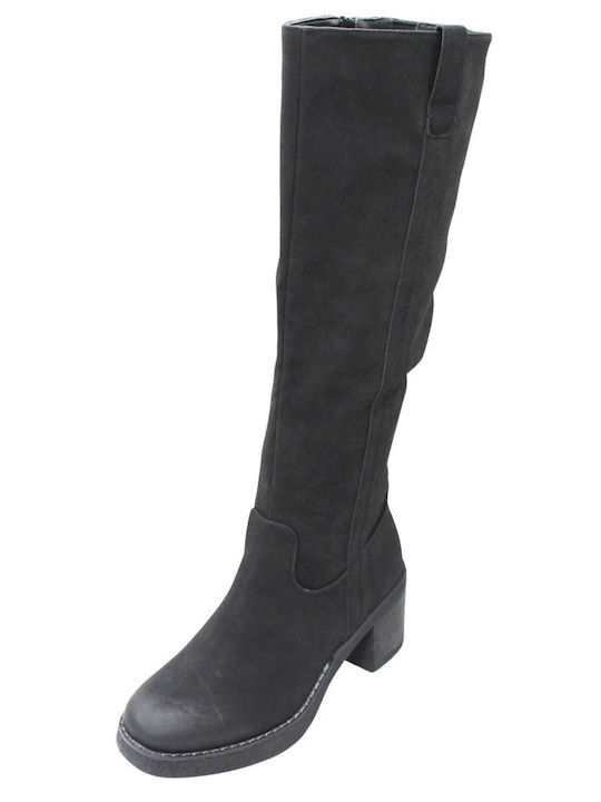 Plato Suede Women's Boots with Zipper Black