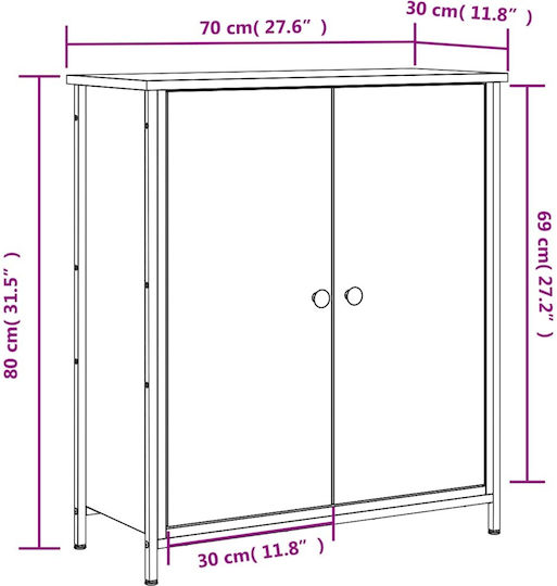 Μπουφές Ξύλινος Καπνιστή Δρυς 70x30x80cm