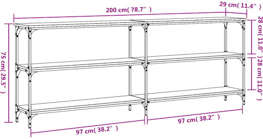 Konsole Sonoma Oak L200xB29xH75cm