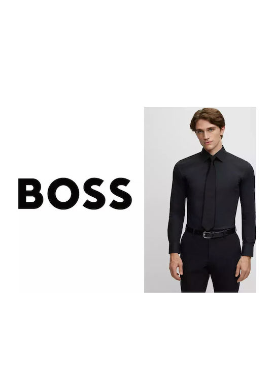 Boss Ανδρική Γραβάτα Μεταξωτή Μονόχρωμη σε Μαύρο Χρώμα
