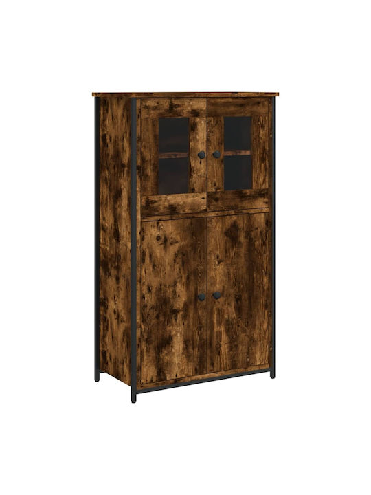Floor-standing Living Room Display Cabinet made of Particleboard with Glass Smoky Oak 62x32x106.5cm