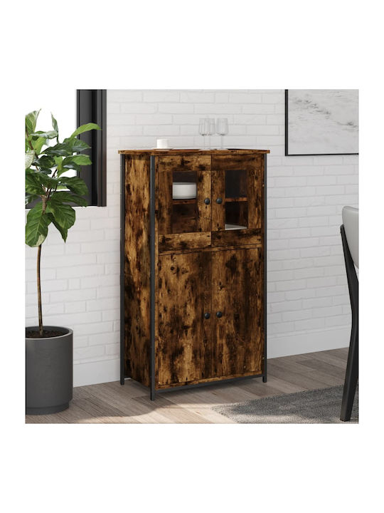 Floor-standing Living Room Display Cabinet made of Particleboard with Glass Smoky Oak 62x32x106.5cm