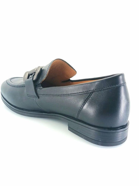Leather Women's Loafers in Black Color